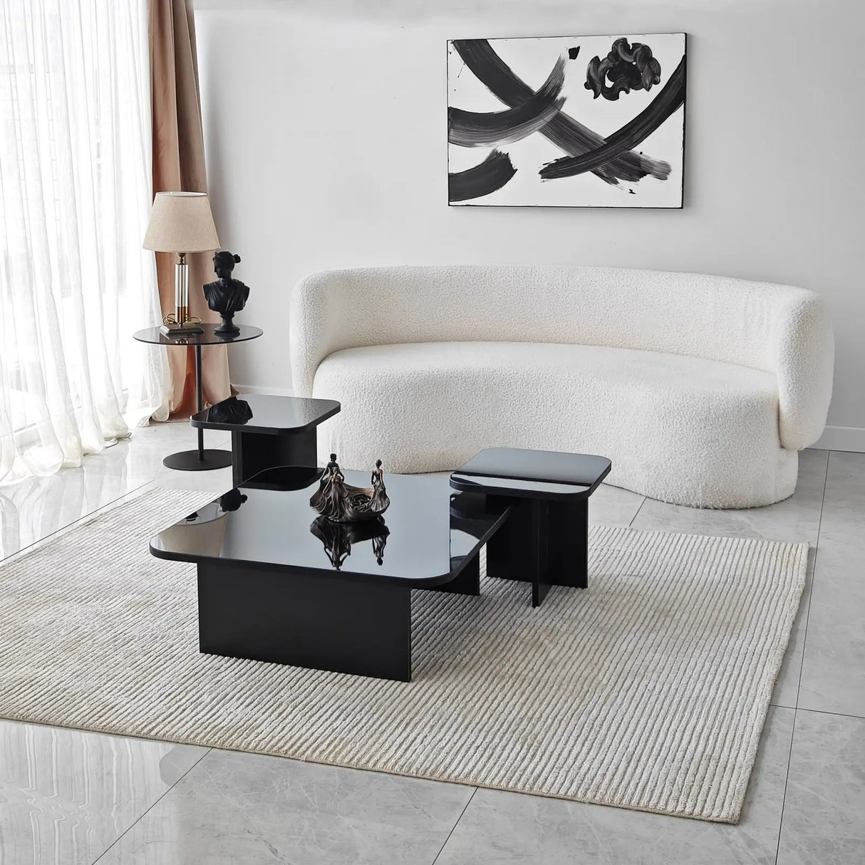 Couchtisch Jazz aus melaminbeschichteten Holz in Schwarz und Rauch, 80×80×30 cm von Hanah Home – Bild 1
