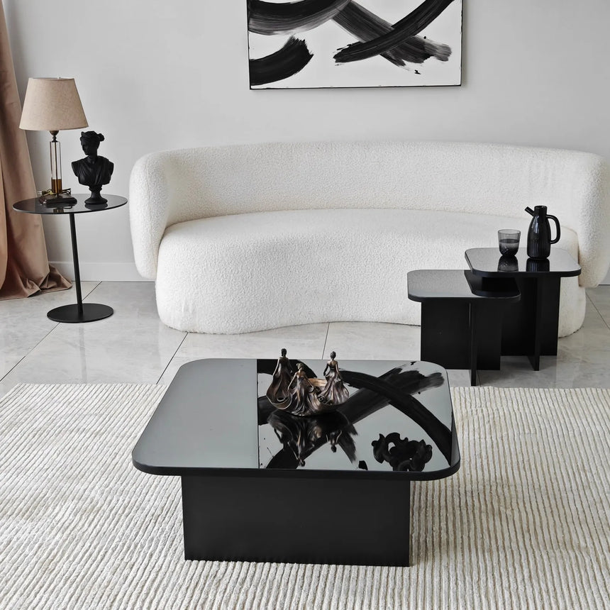 Couchtisch Jazz aus melaminbeschichteten Holz in Schwarz und Rauch, 80×80×30 cm von Hanah Home – Bild 4
