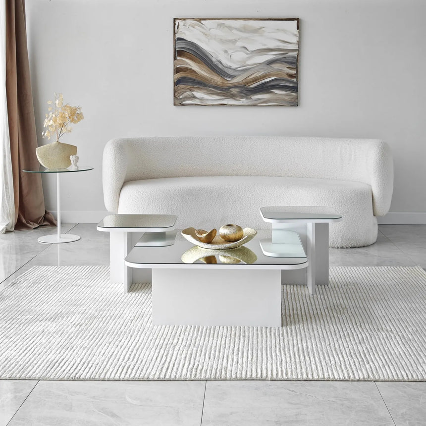 Couchtisch Jazz aus melaminbeschichteten Holz in Weiß, 80×80×30cm von Hanah Home – Bild 2