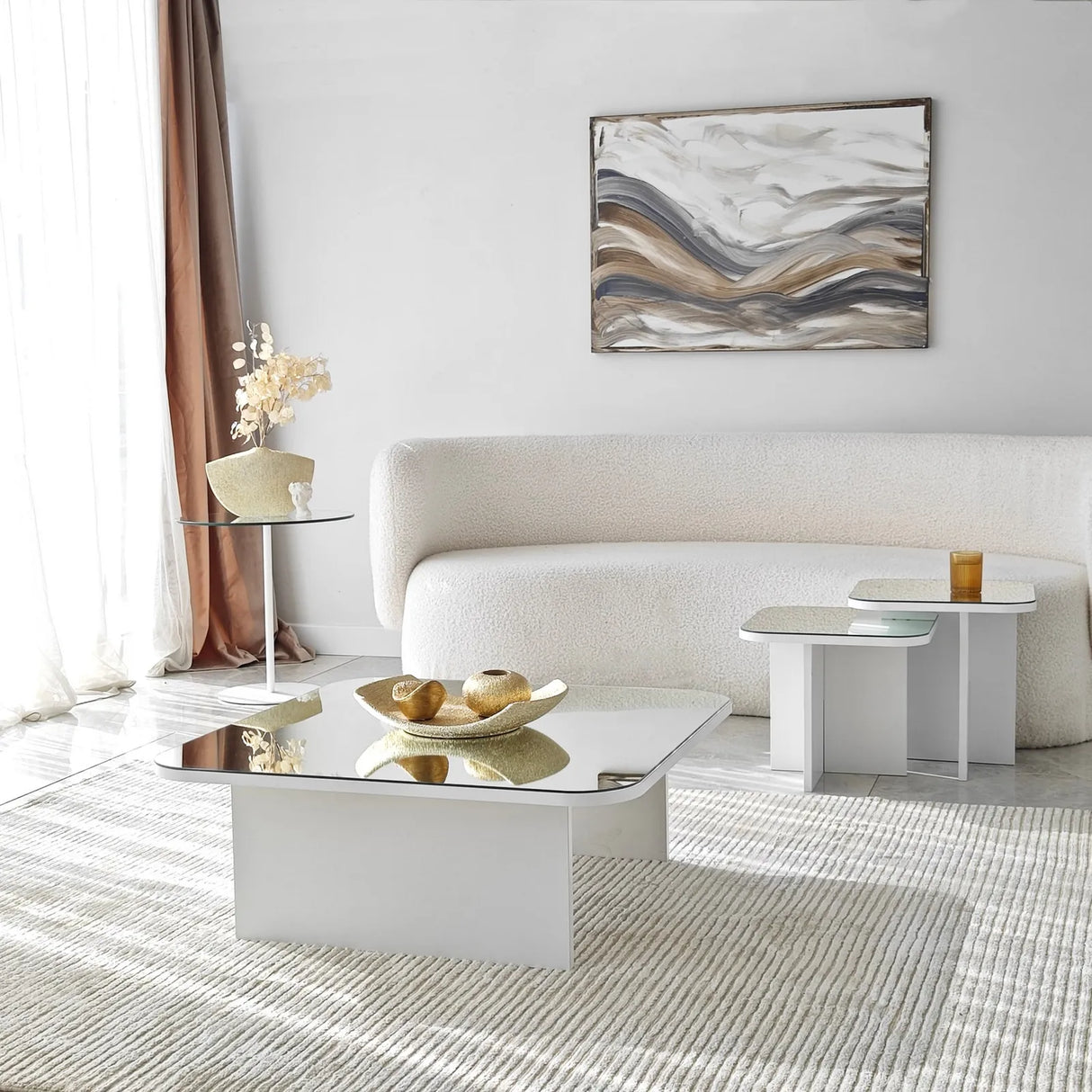 Couchtisch Jazz aus melaminbeschichteten Holz in Weiß, 80×80×30cm von Hanah Home – Bild 3