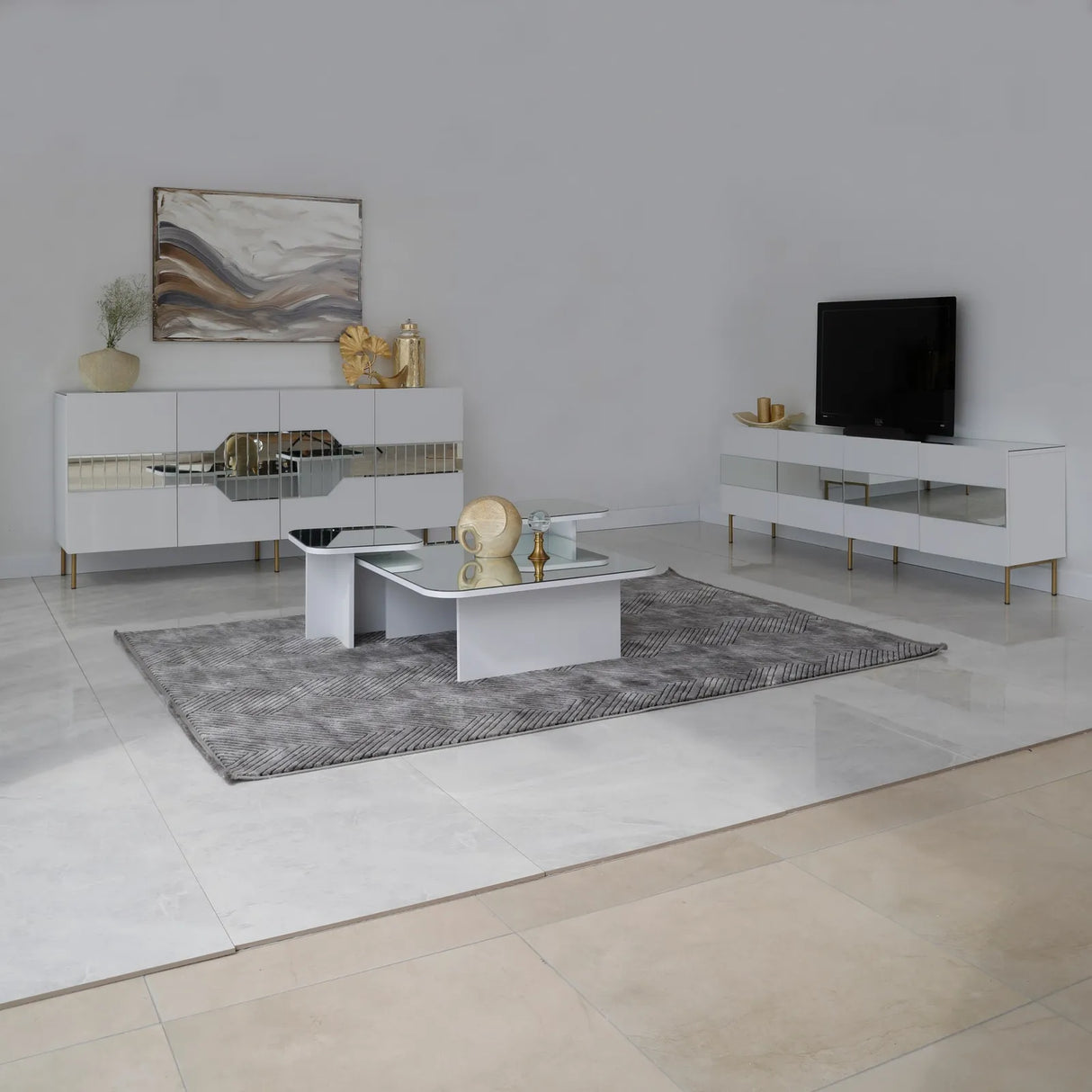 Couchtisch Jazz aus melaminbeschichteten Holz in Weiß, 80×80×30cm von Hanah Home – Bild 7