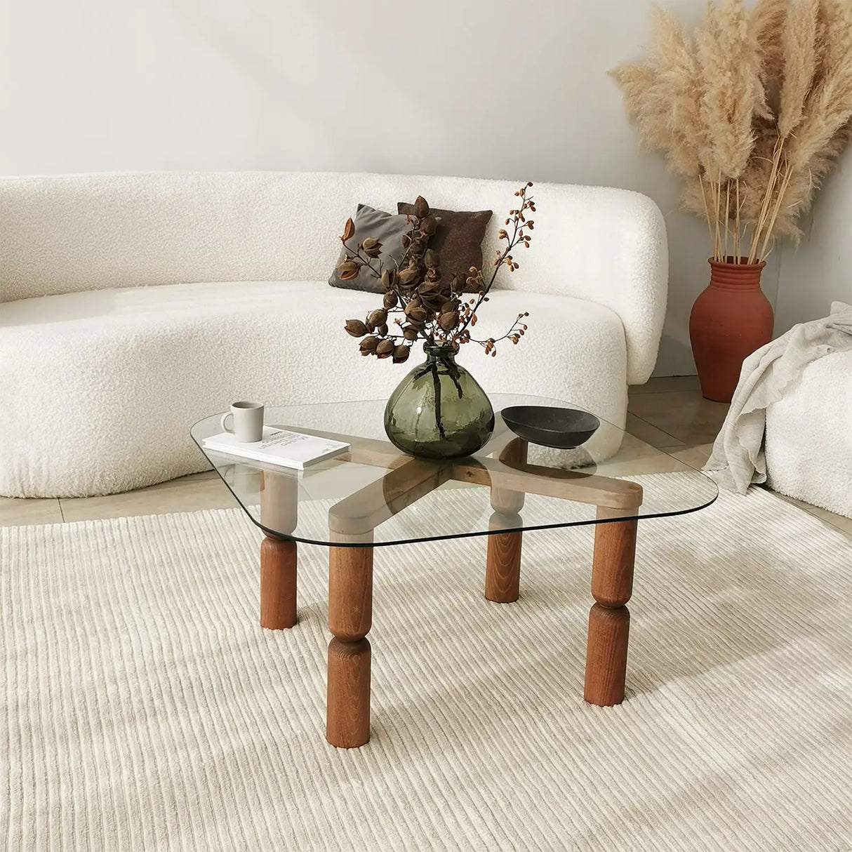 Couchtisch Kei aus Buchenholz und gehärtetem Glas, 80×80×40 cm von Hanah Home – Bild 3