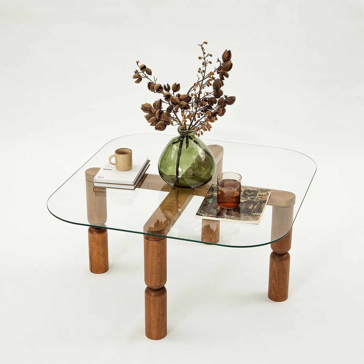 Couchtisch Kei aus Buchenholz und gehärtetem Glas, 80×80×40 cm von Hanah Home – Bild 8