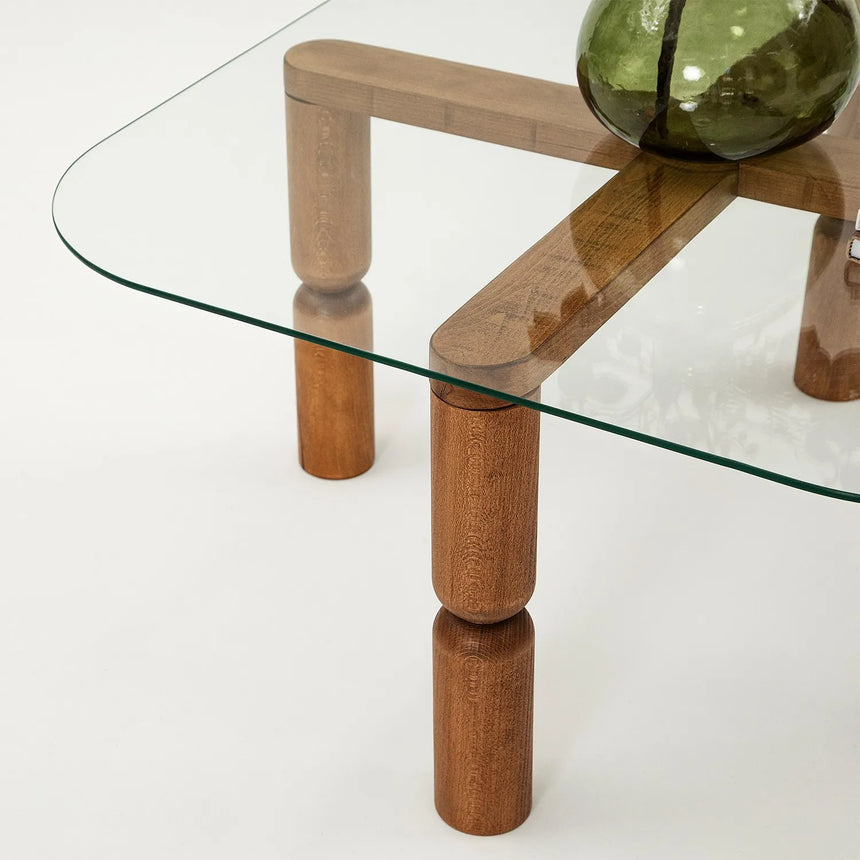 Couchtisch Kei aus Buchenholz und gehärtetem Glas, 80×80×40 cm von Hanah Home – Bild 9