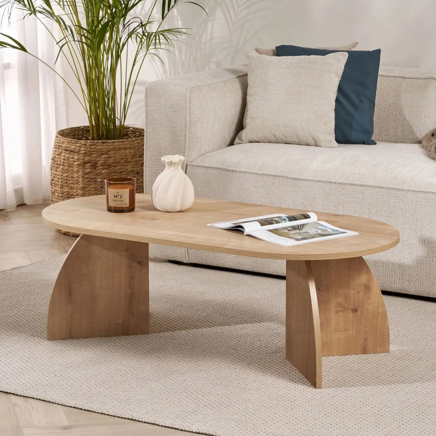 Couchtisch Melina aus melaminbeschichteten Holz in Saphir-Eiche, 120×60×40 cm von Hanah Home – Bild 1