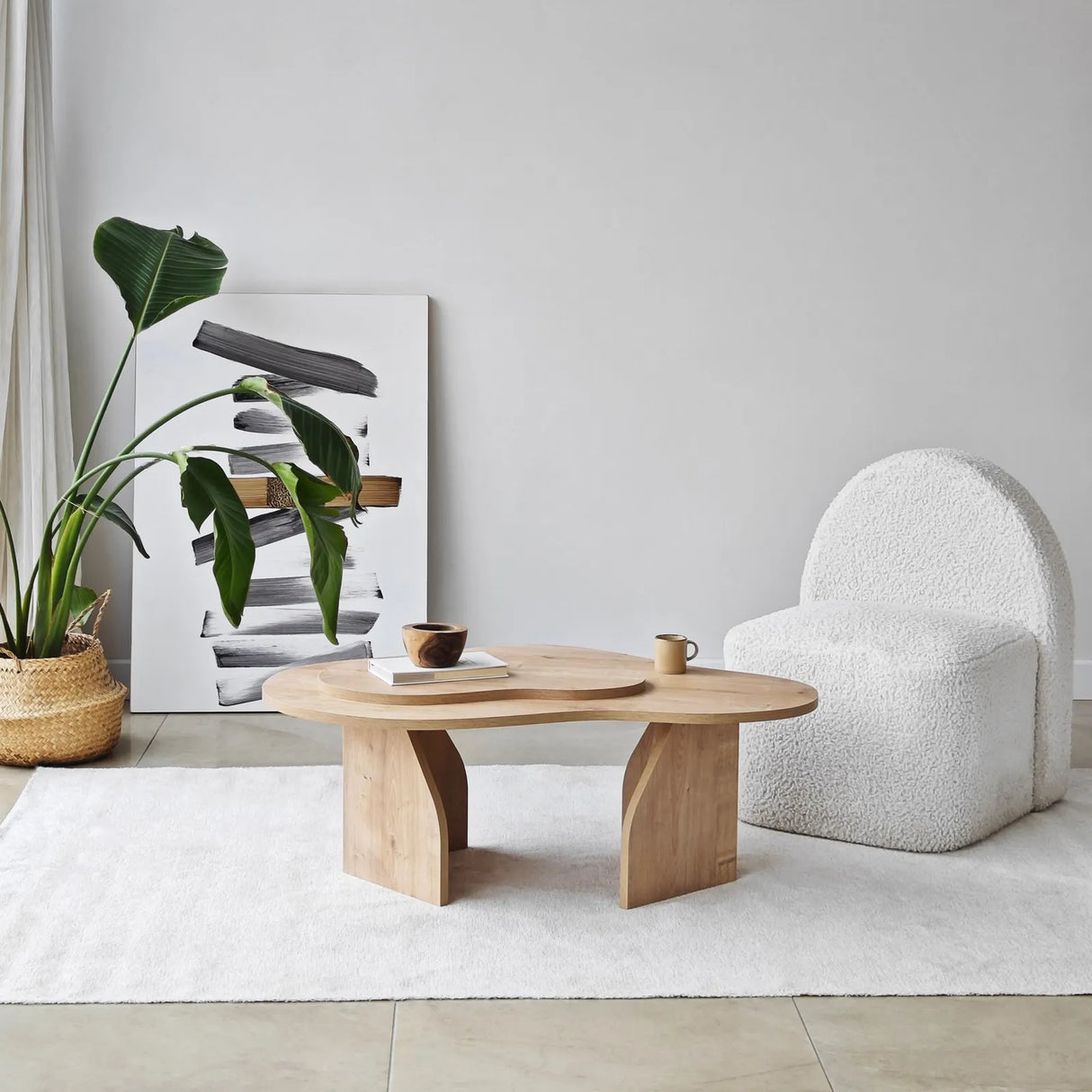 Couchtisch Melted aus melaminbeschichteten Holz in Saphir-Eiche, 105×65×35 cm von Hanah Home – Bild 2