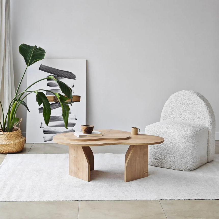 Couchtisch Melted aus melaminbeschichteten Holz in Saphir-Eiche, 105×65×35 cm von Hanah Home – Bild 2