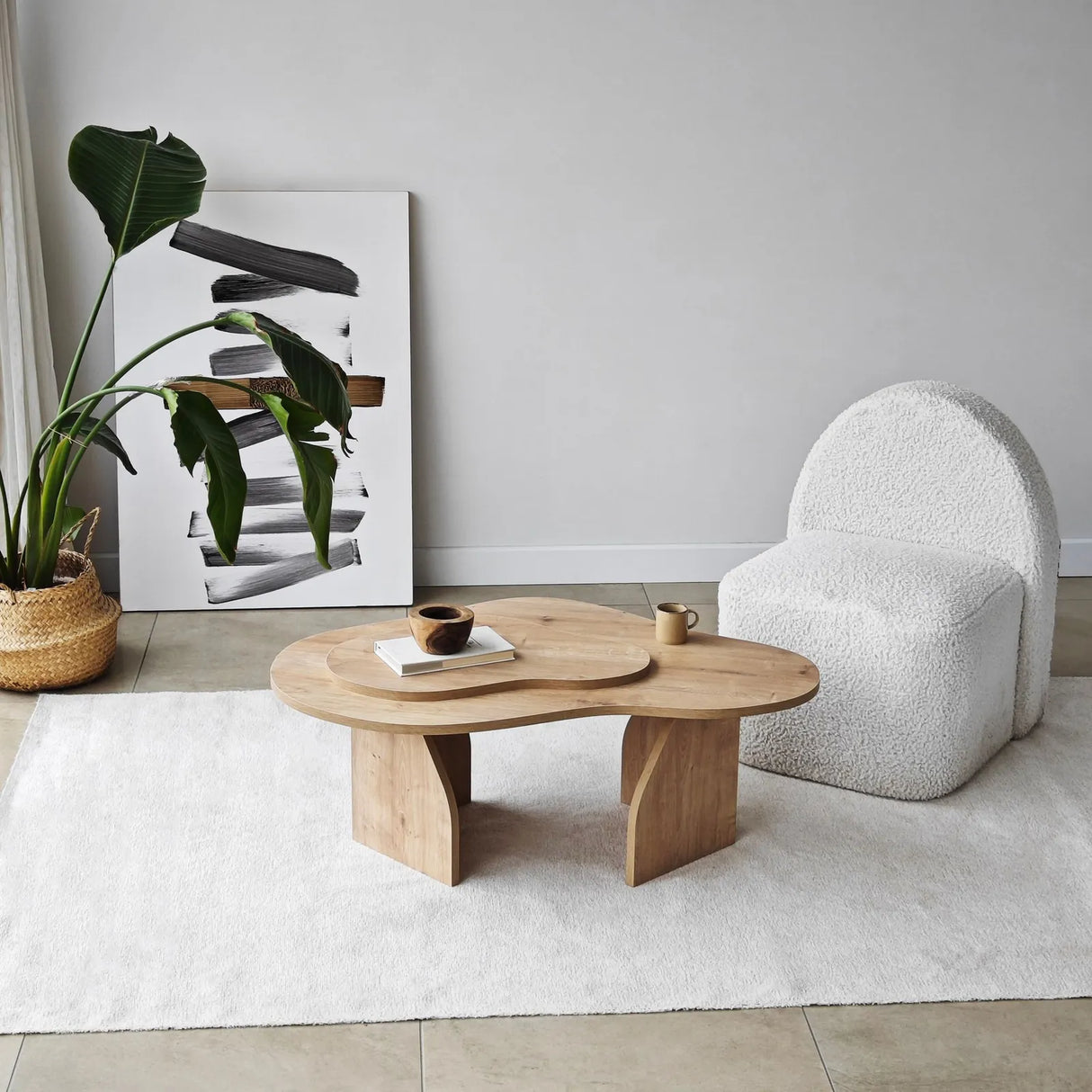 Couchtisch Melted aus melaminbeschichteten Holz in Saphir-Eiche, 105×65×35 cm von Hanah Home – Bild 3