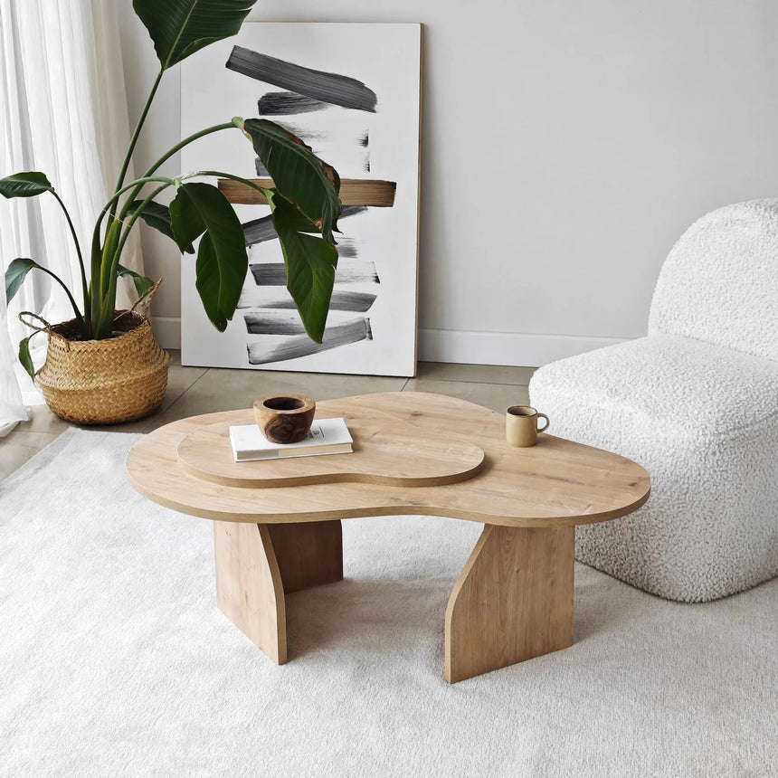 Couchtisch Melted aus melaminbeschichteten Holz in Saphir-Eiche, 105×65×35 cm von Hanah Home – Bild 5