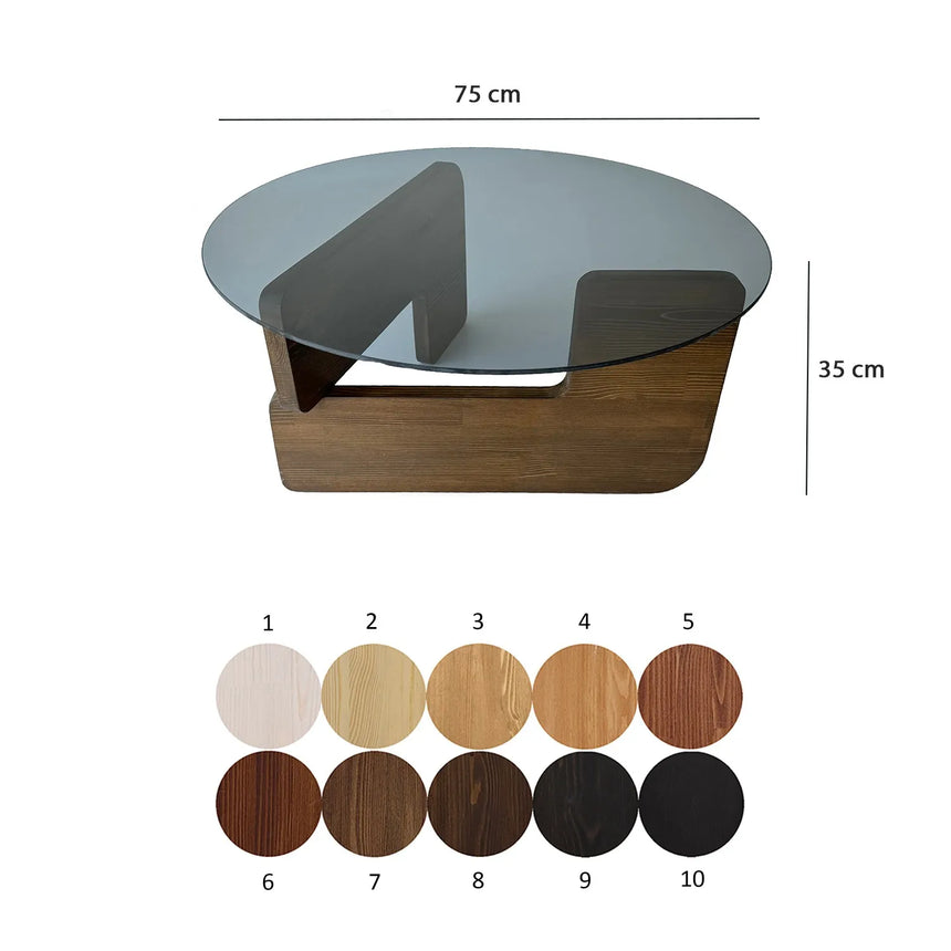 Couchtisch Mia aus massivem Kiefernholz und gehärtetem Glas, 75×75×35 cm von Hanah Home – Bild 9