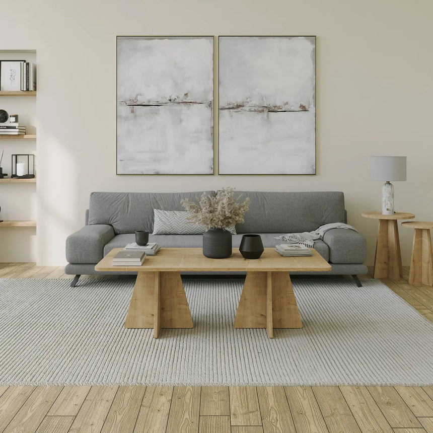 Couchtisch Mushroom aus melaminbeschichteten Holz in Saphir-Eiche, 120×60×40 cm von Hanah Home – Bild 1