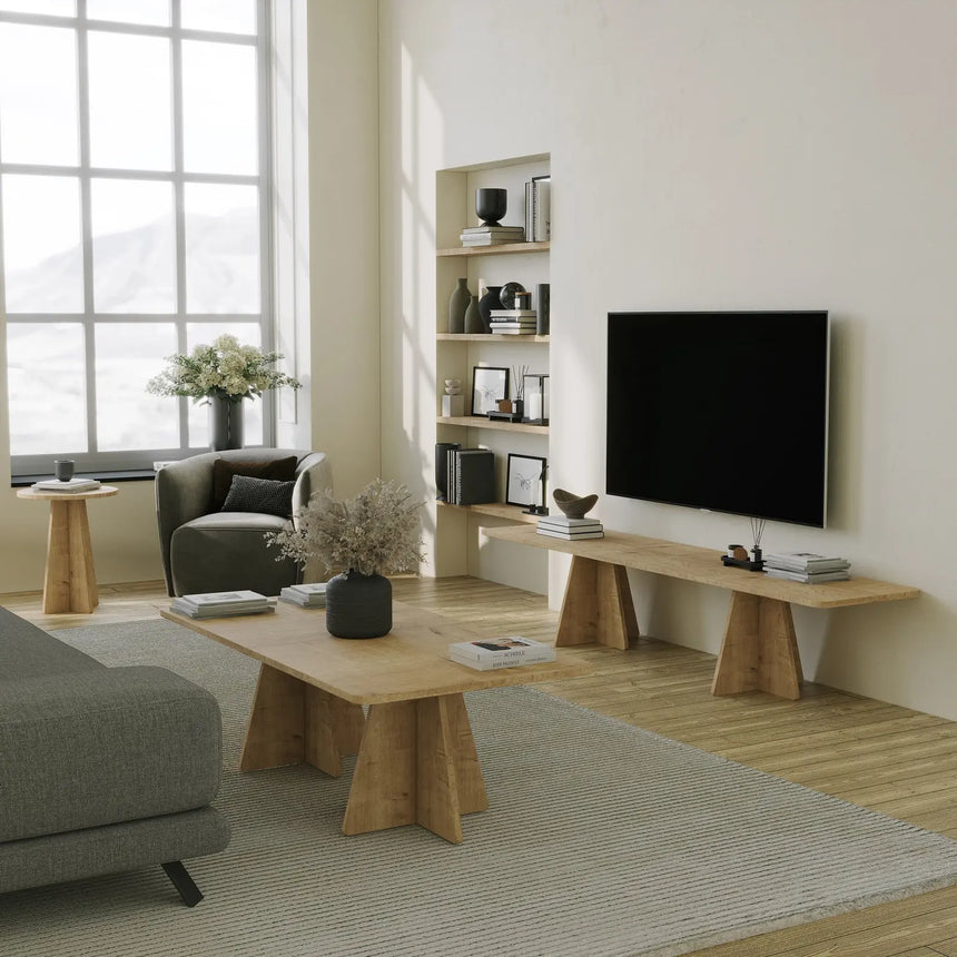 Couchtisch Mushroom aus melaminbeschichteten Holz in Saphir-Eiche, 120×60×40 cm von Hanah Home – Bild 4