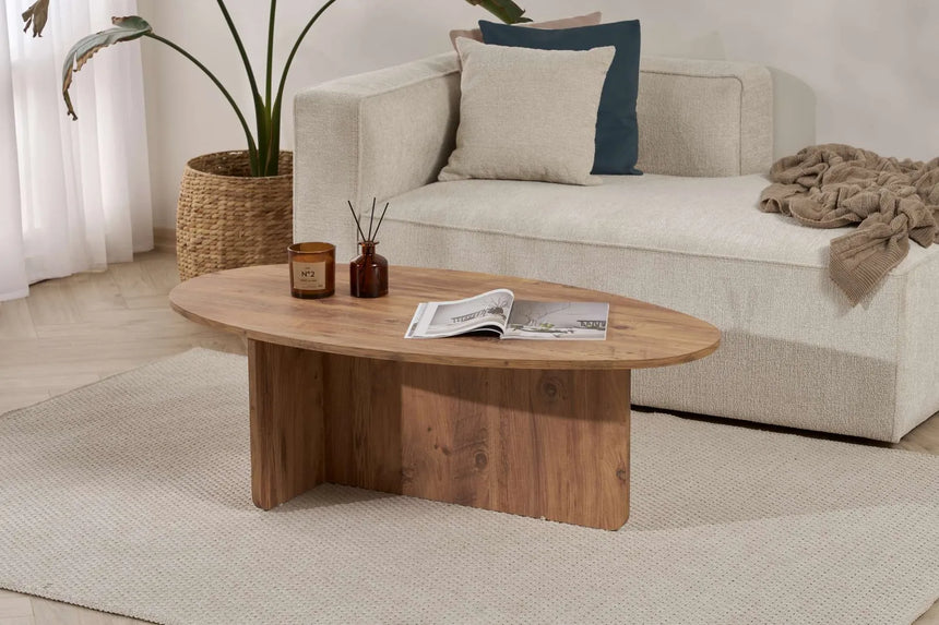 Couchtisch Orba aus melaminbeschichteter Spanplatte in Atlantische Kiefer, 120×65×40 cm von Hanah Home – Bild 1