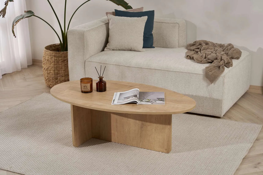 Couchtisch Orba aus melaminbeschichteter Spanplatte in Eiche, 120×65×40 cm von Hanah Home – Bild 1