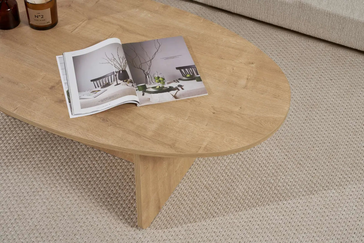 Couchtisch Orba aus melaminbeschichteter Spanplatte in Eiche, 120×65×40 cm von Hanah Home – Bild 6