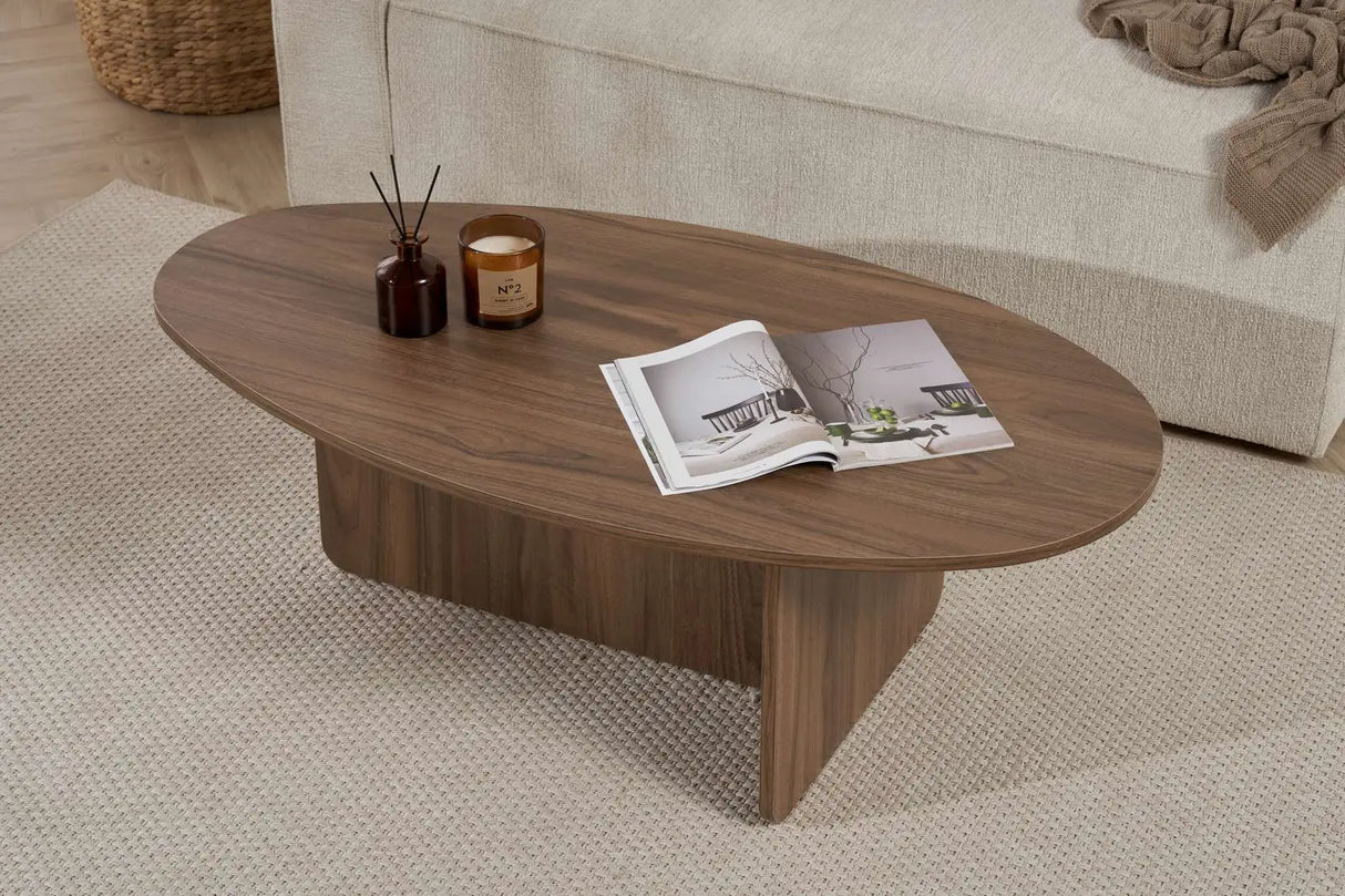 Couchtisch Orba aus melaminbeschichteter Spanplatte in Walnuss, 120×65×40 cm von Hanah Home – Bild 4