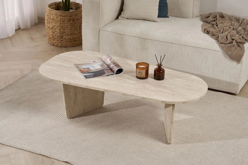 Couchtisch Ovalis aus melaminbeschichteter Spanplatte, 130×65×40 cm von Hanah Home – Bild 4