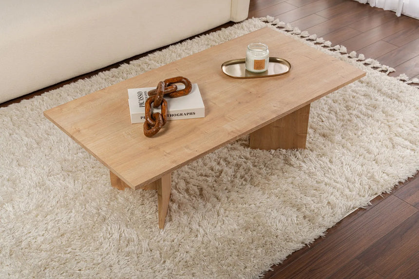 Couchtisch Sabin aus melaminbeschichteten Holz in Saphir-Eiche, 119×60×40 cm von Hanah Home – Bild 3