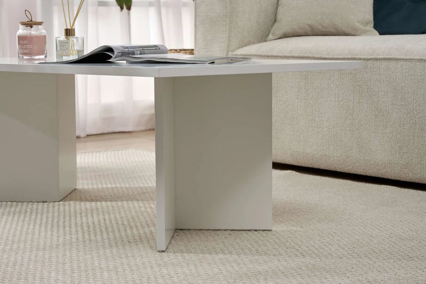 Couchtisch Sabin aus melaminbeschichteten Holz in Weiß, 119×60×40 cm von Hanah Home – Bild 4