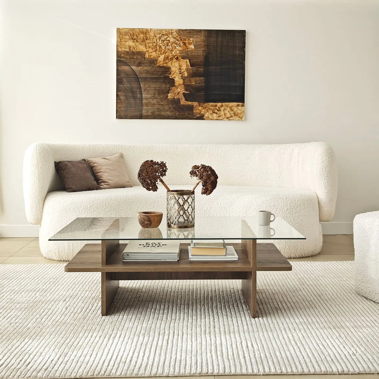 Couchtisch Saga Rectangle aus Holz und gehärtetem Glas, 105×65×35 cm von Hanah Home – Bild 5
