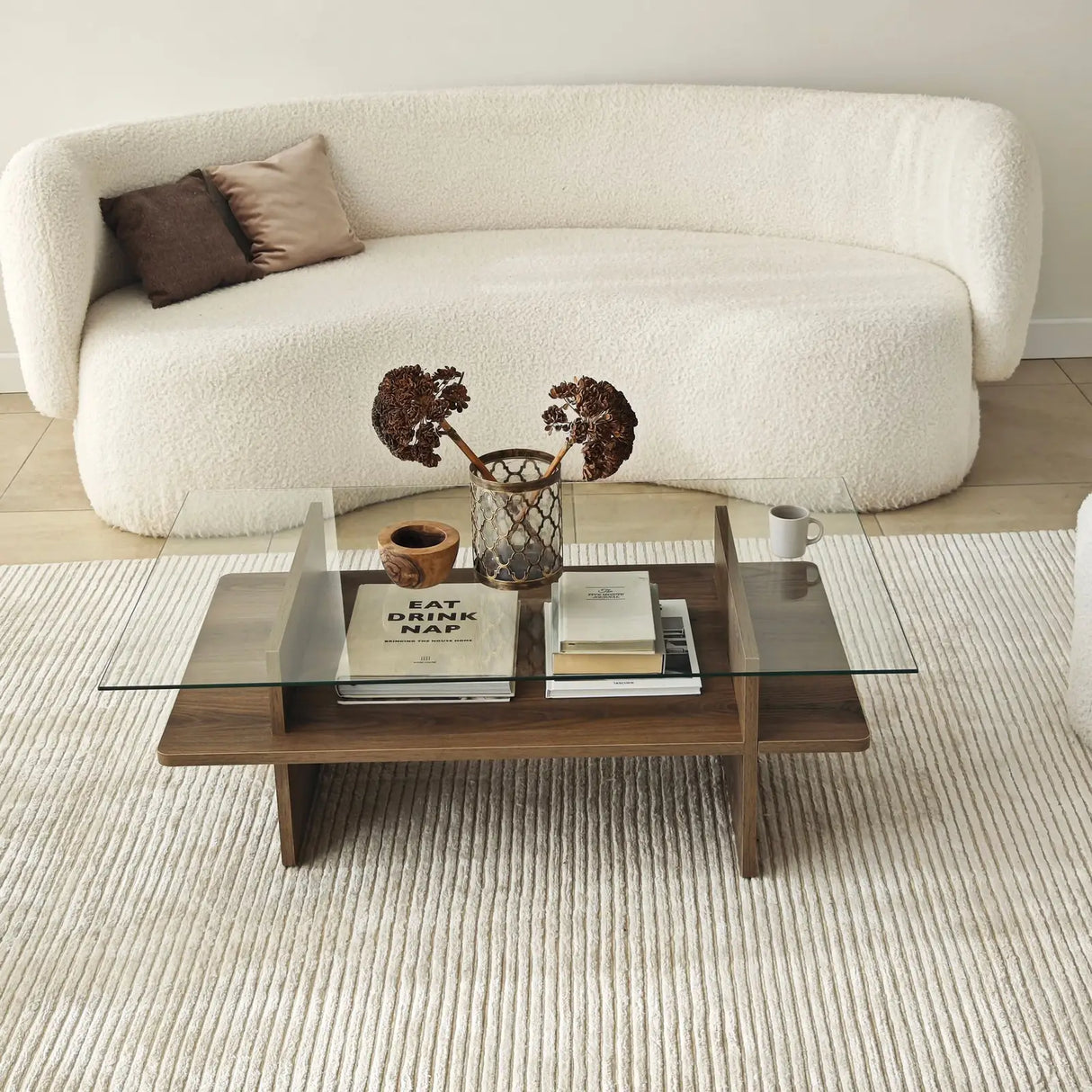 Couchtisch Saga Rectangle aus Holz und gehärtetem Glas, 105×65×35 cm von Hanah Home – Bild 6