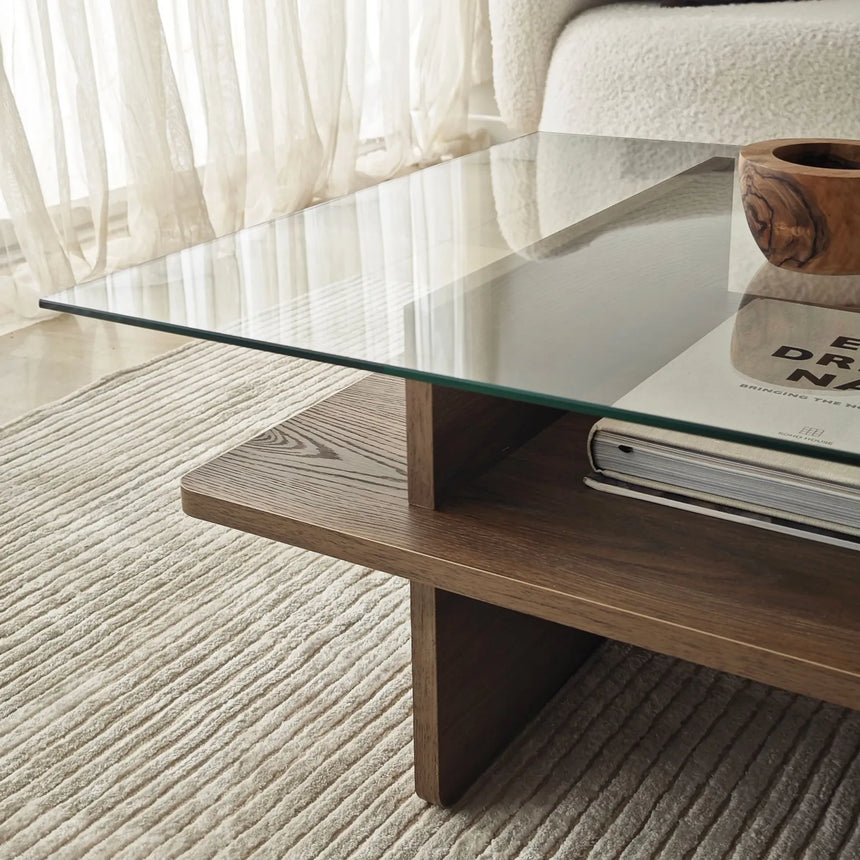 Couchtisch Saga Rectangle aus Holz und gehärtetem Glas, 105×65×35 cm von Hanah Home – Bild 9
