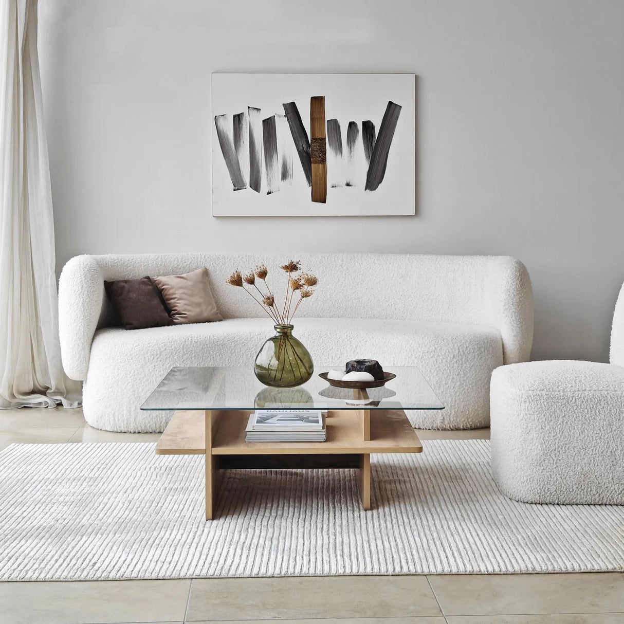 Couchtisch Saga Square aus gehärtetem Glas und melaminbeschichteten Holz, 90×90×35 cm von Hanah Home – Bild 2