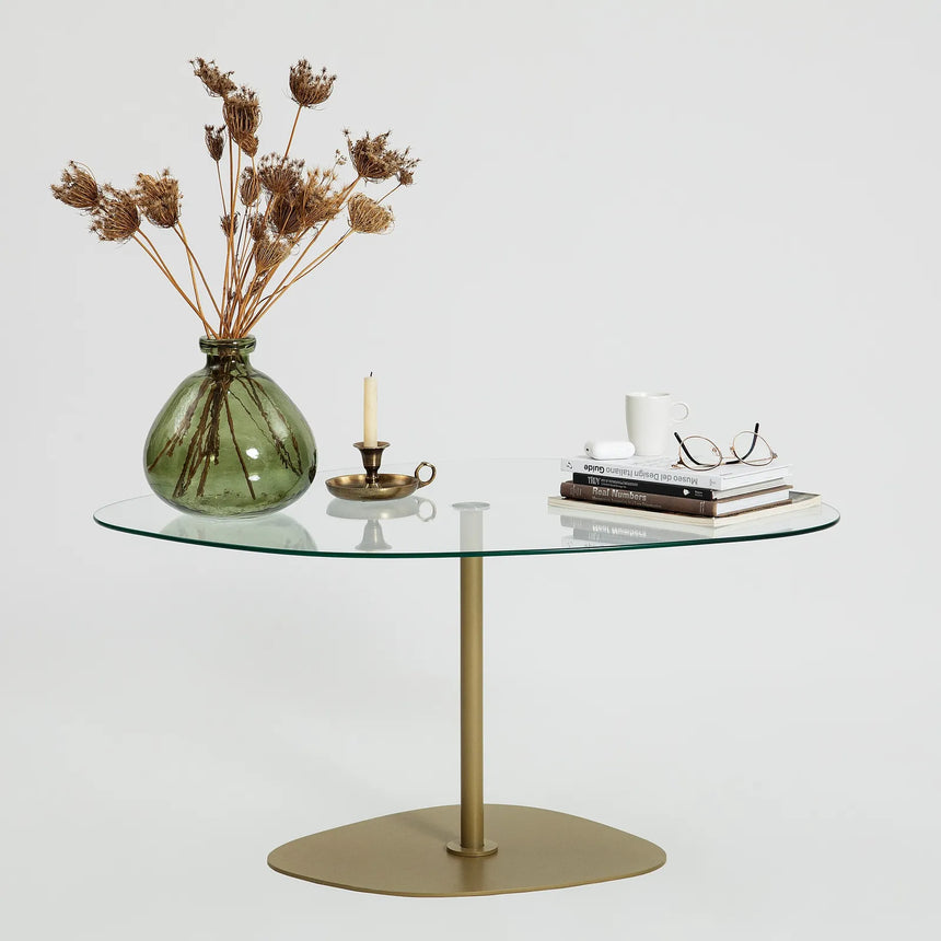 Couchtisch Soho aus gehärtetem Glas und Metall in Transparent und Gold, 85×67×40 cm von Hanah Home – Bild 5