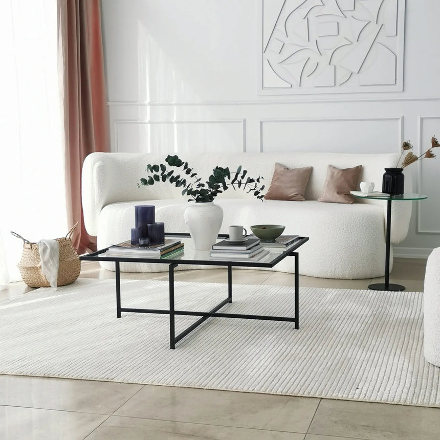 Couchtisch Sun S408 aus gehärtetem Glas und Metall, 85×85×35 cm von Hanah Home – Bild 1