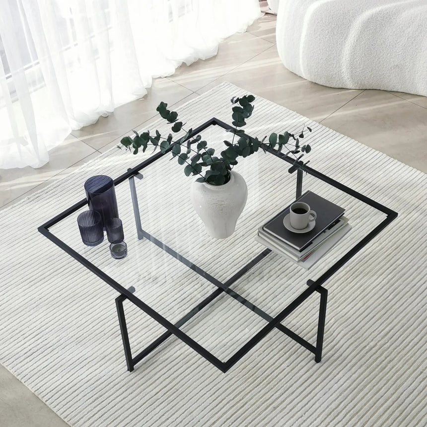 Couchtisch Sun S408 aus gehärtetem Glas und Metall, 85×85×35 cm von Hanah Home – Bild 8