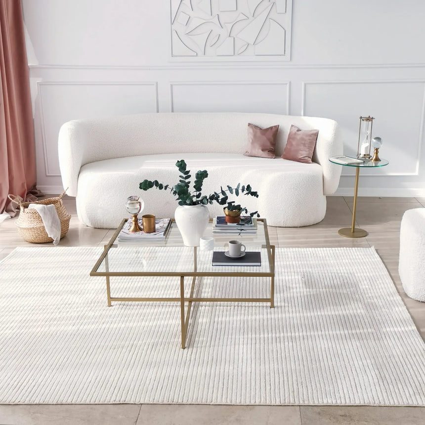 Couchtisch Sun S408 aus gehärtetem Glas und Metall in Gold, 85×85×35 cm von Hanah Home – Bild 1