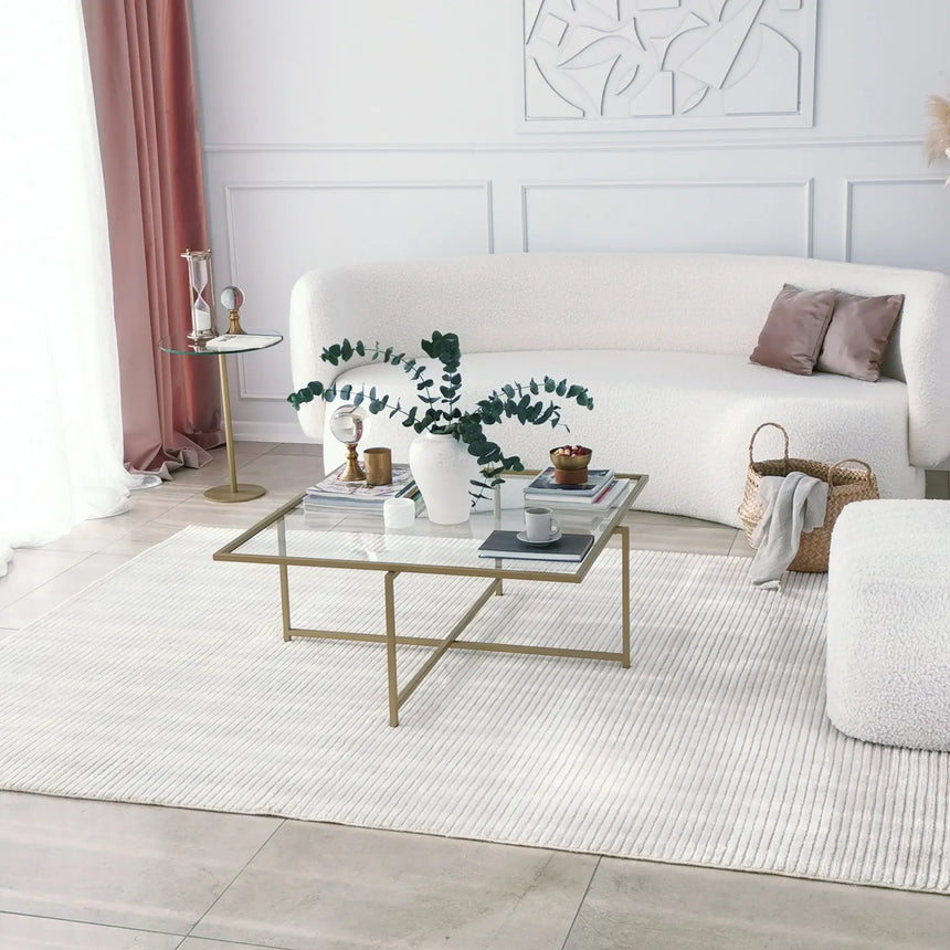 Couchtisch Sun S408 aus gehärtetem Glas und Metall in Gold, 85×85×35 cm von Hanah Home – Bild 4
