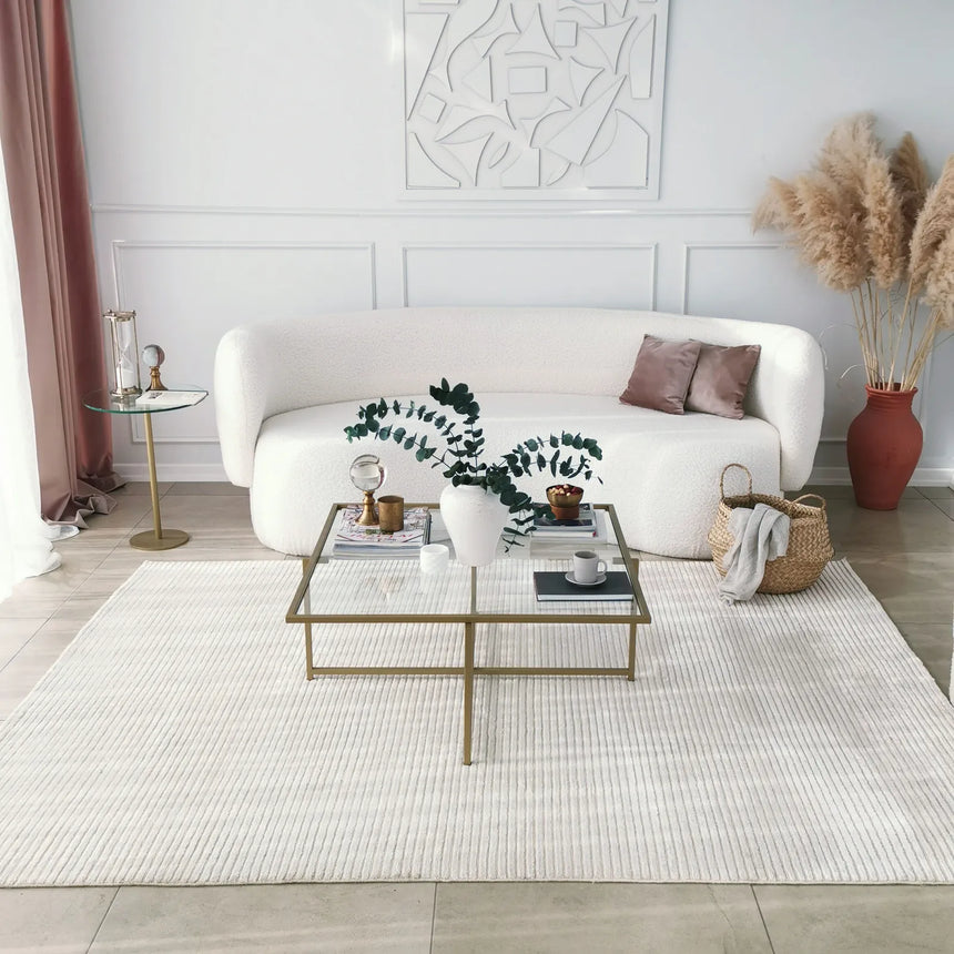 Couchtisch Sun S408 aus gehärtetem Glas und Metall in Gold, 85×85×35 cm von Hanah Home – Bild 5