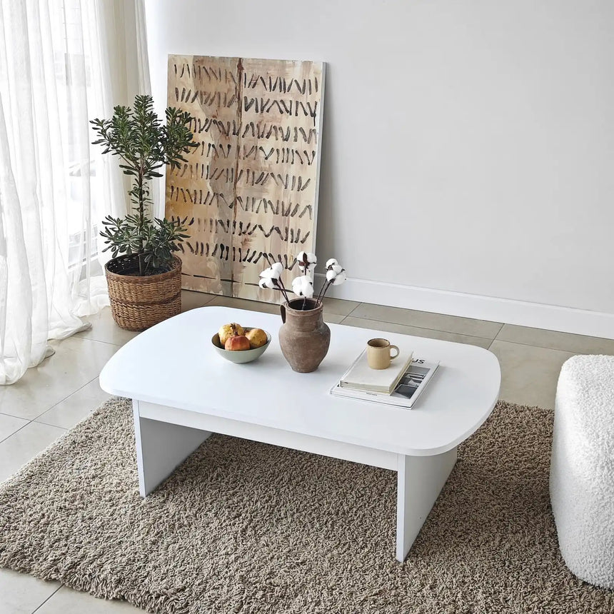 Couchtisch Theseus aus melaminbeschichteten Holz in Weiß, 105×60×35 cm von Hanah Home – Bild 5