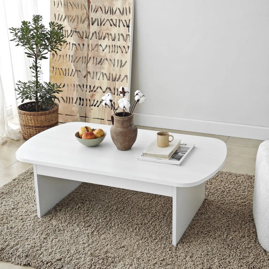Couchtisch Theseus aus melaminbeschichteten Holz in Weiß, 105×60×35 cm von Hanah Home – Bild 6