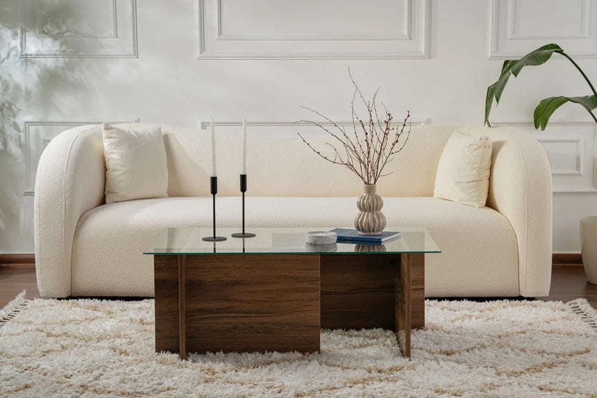 Couchtisch Vetrino aus gehärtetem Glas und melaminbeschichteten Holz, 105×65×40 cm von Hanah Home – Bild 3