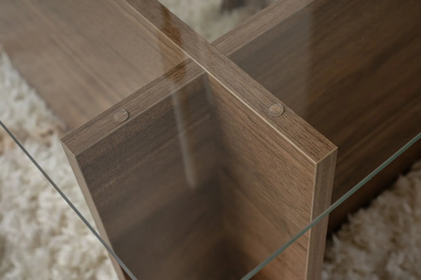 Couchtisch Vetrino aus gehärtetem Glas und melaminbeschichteten Holz, 105×65×40 cm von Hanah Home – Bild 4