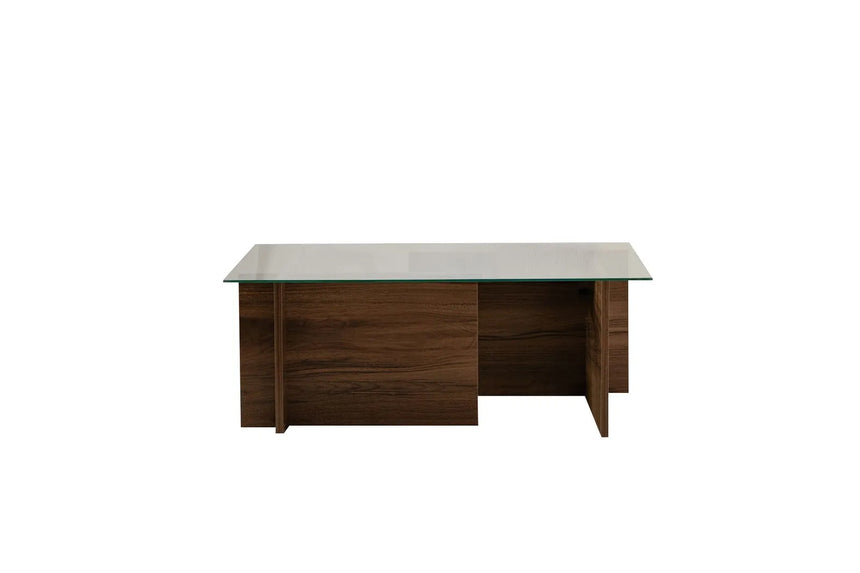 Couchtisch Vetrino aus gehärtetem Glas und melaminbeschichteten Holz, 105×65×40 cm von Hanah Home – Bild 6