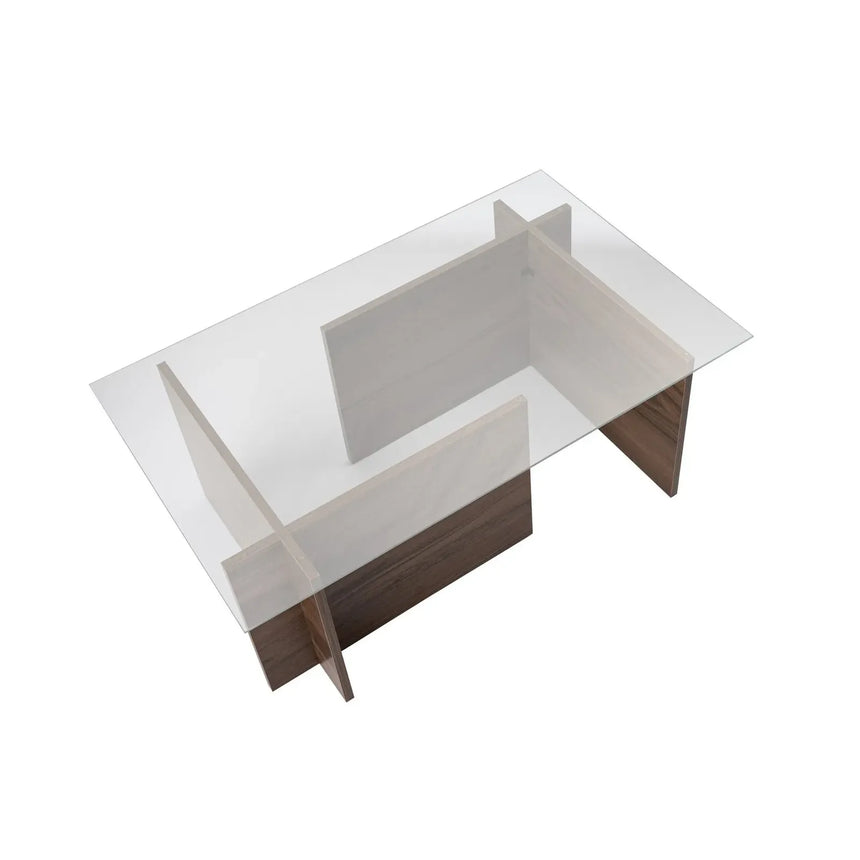 Couchtisch Vetrino aus gehärtetem Glas und melaminbeschichteten Holz, 105×65×40 cm - ZEN ZONE Furniture