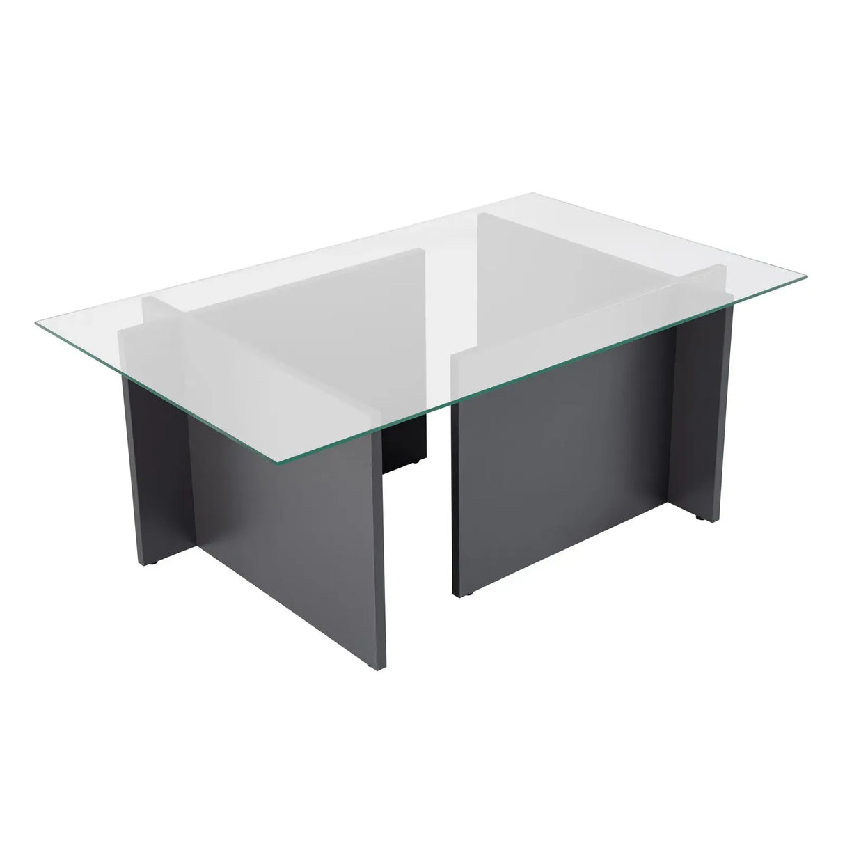 Couchtisch Vetrino aus gehärtetem Glas und melaminbeschichteten Holz, 105×65×40 cm - ZEN ZONE Furniture