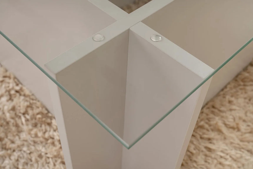 Couchtisch Vetrino aus gehärtetem Glas und melaminbeschichteten Holz in Grau, 105×65×40 cm von Hanah Home – Bild 4