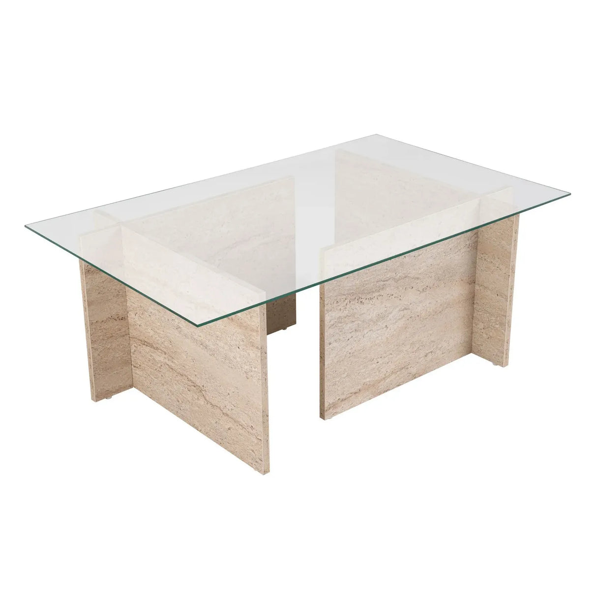 Couchtisch Vetrino aus gehärtetem Glas und melaminbeschichteten Holz, 105×65×40 cm - ZEN ZONE Furniture