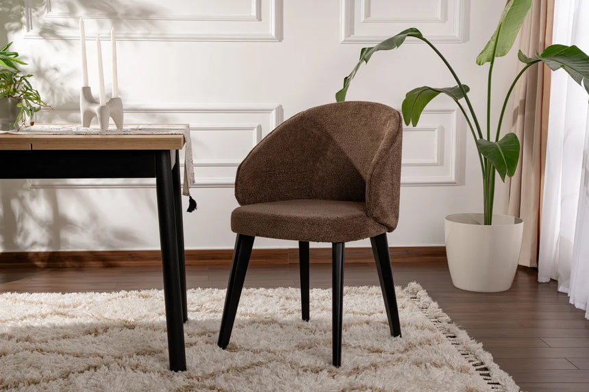 Essstuhl Bentley aus Buche und Baumwolle in Braun und Schwarz, 2er-Pack von Hanah Home – Bild 1