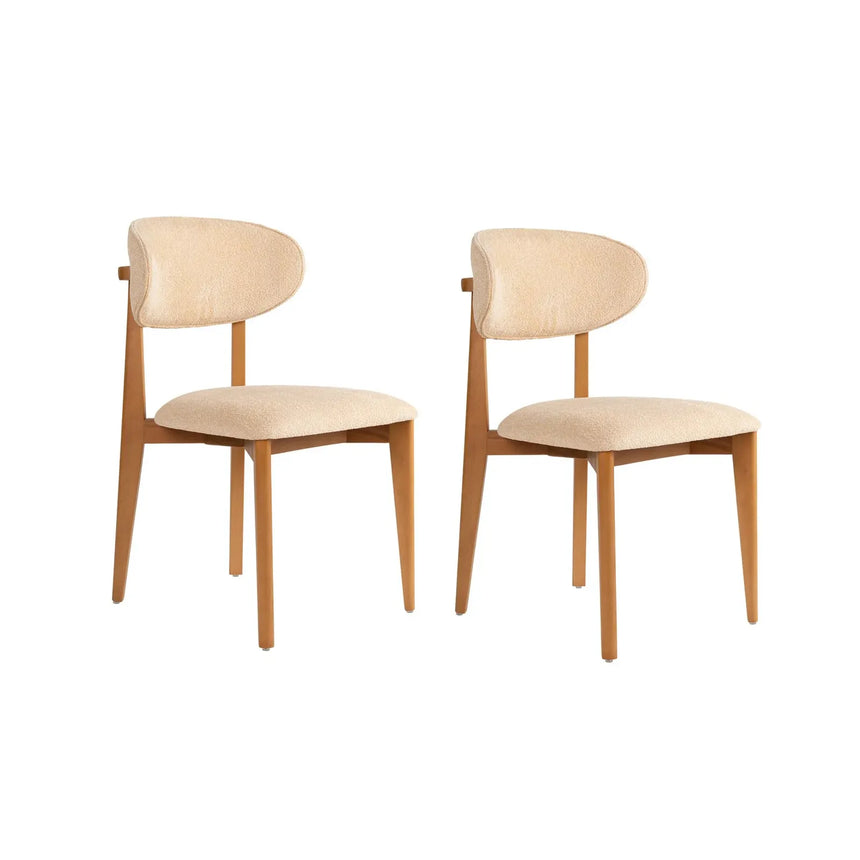Essstuhl Lionte aus Buche und Baumwolle, 2er-Pack - ZEN ZONE Furniture