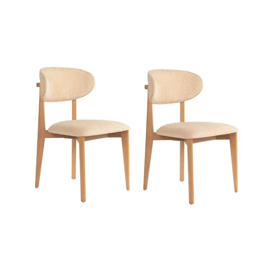 Essstuhl Lionte aus Buche und Baumwolle, 2er-Pack - ZEN ZONE Furniture