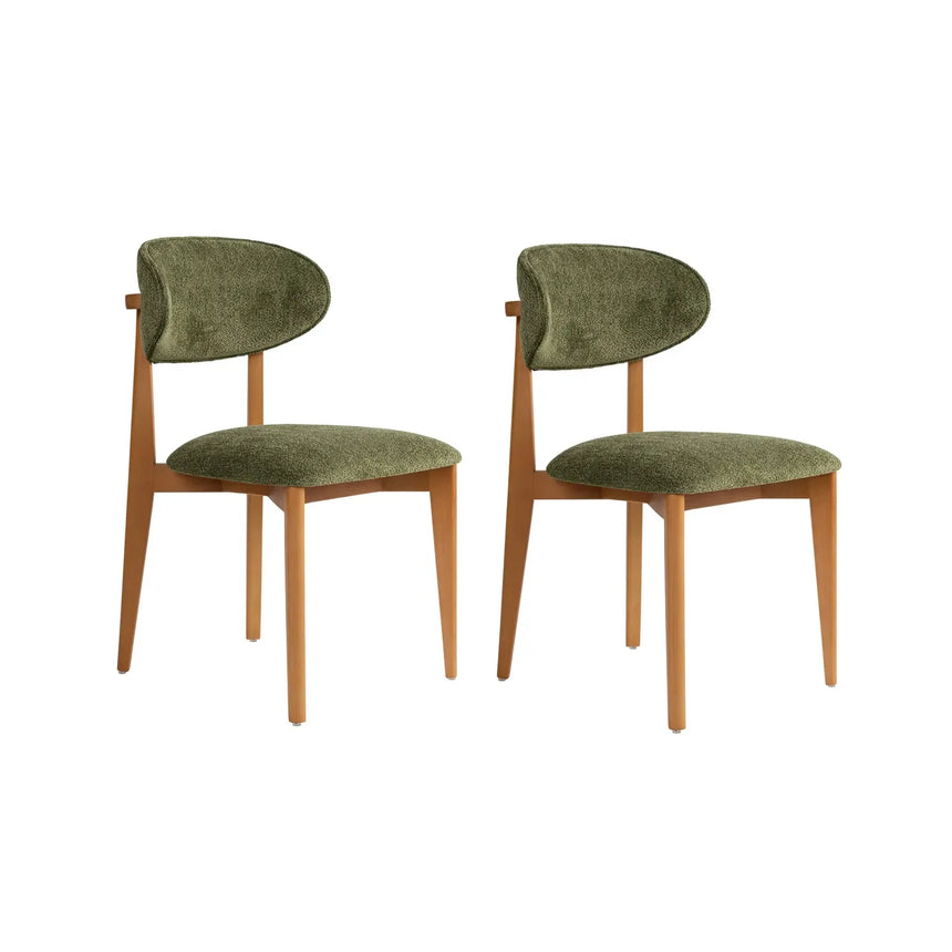 Essstuhl Lionte aus Buche und Baumwolle, 2er-Pack - ZEN ZONE Furniture