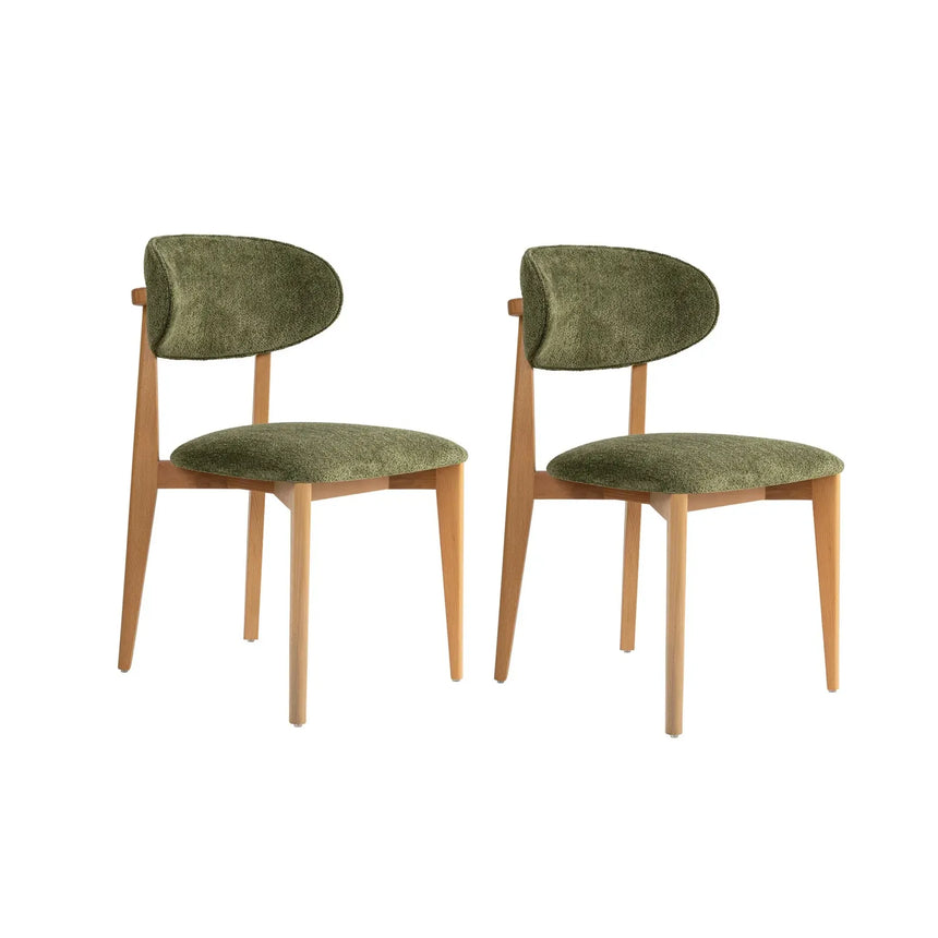 Essstuhl Lionte aus Buche und Baumwolle, 2er-Pack - ZEN ZONE Furniture