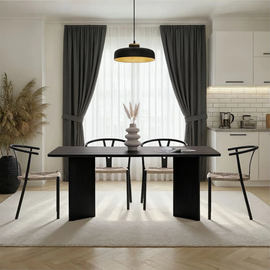 Esstisch Linza aus melaminbeschichteten Holz in Holzschwarz, 180×90×75 cm von Hanah Home – Bild 2