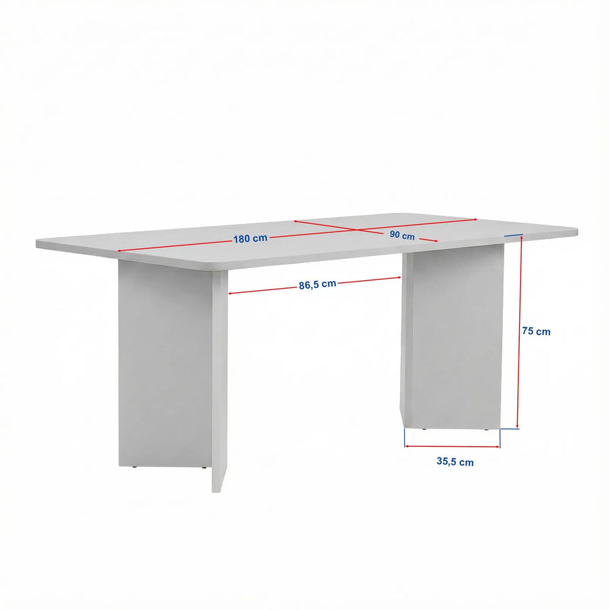 Esstisch Linza aus melaminbeschichteten Holz in Holzweiß, 180×90×75 cm von Hanah Home – Bild 9