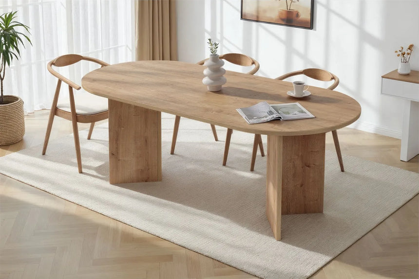Esstisch Sabella aus melaminbeschichteter Spanplatte in Saphir-Eiche, 200×90×75 cm von Hanah Home – Bild 1